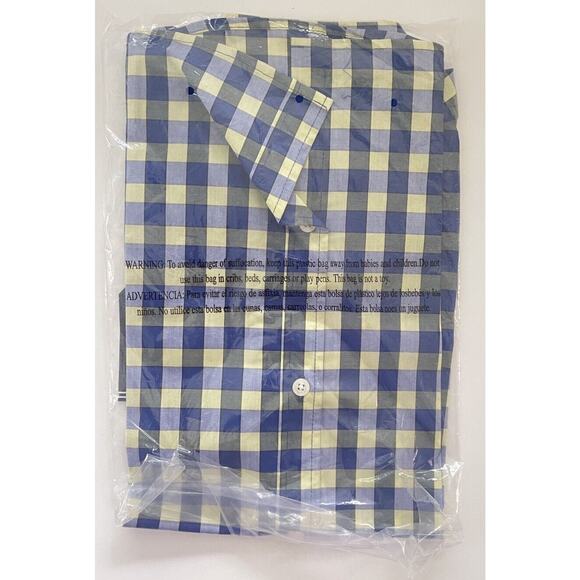 Nautica Boys Short Sleeve Dress Shirt Large 14/16 Button Front Blue Yellow Check - Picture 4 of 7